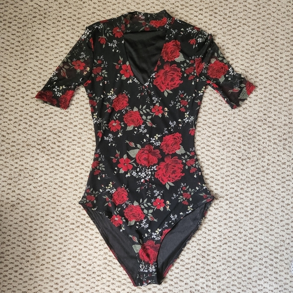 Almost Famous Floral Mesh Bodysuit - Picture 2 of 7
